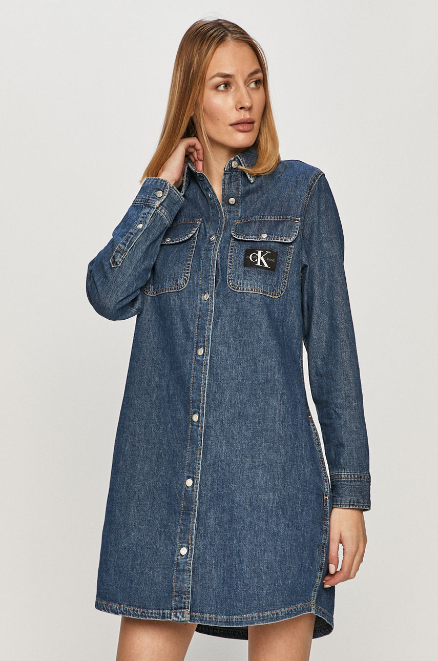 Calvin Klein Jeans - Sukienka jeansowa niebieski J20J214587