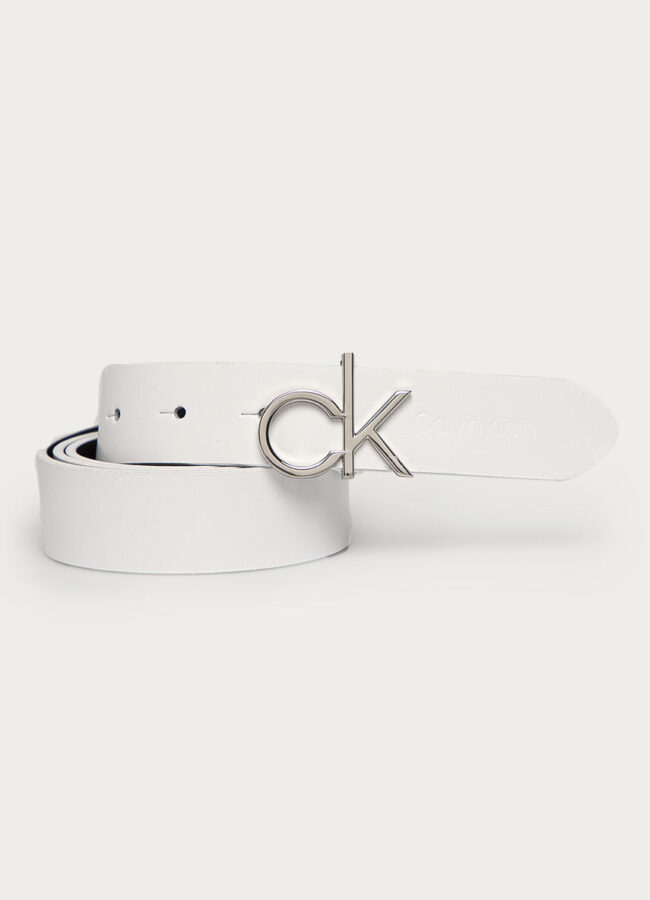 Calvin Klein - Pasek skórzany biały K60K606716.4891