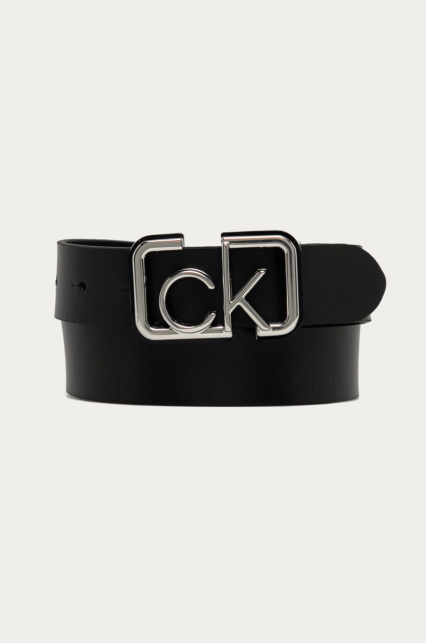 Calvin Klein - Pasek skórzany czarny K60K607327