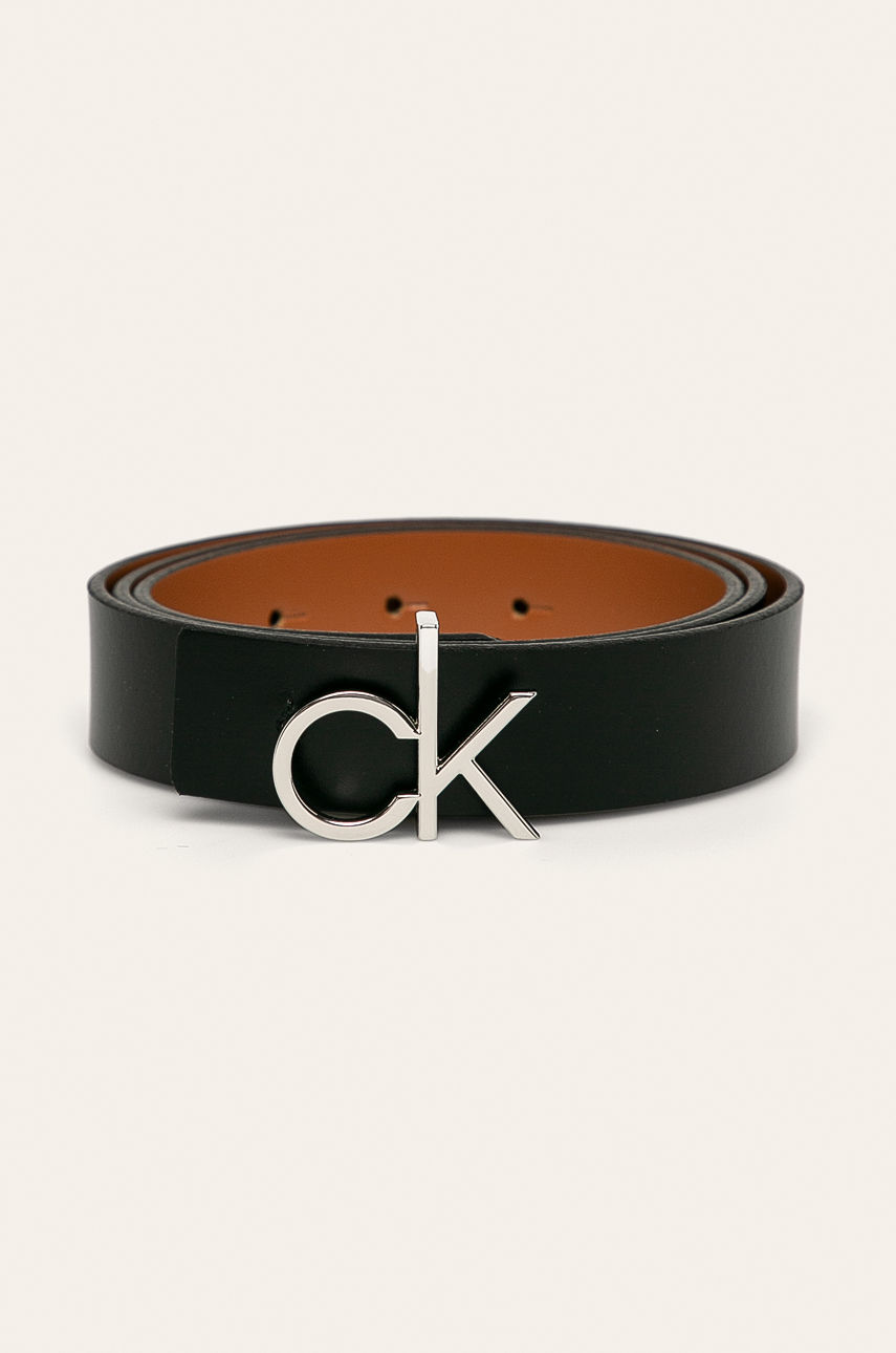 Calvin Klein - Pasek skórzany dwustronny czarny K60K606821