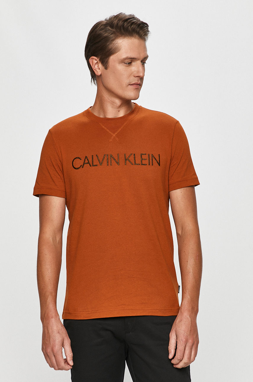 Calvin Klein - T-shirt brązowy K10K105955