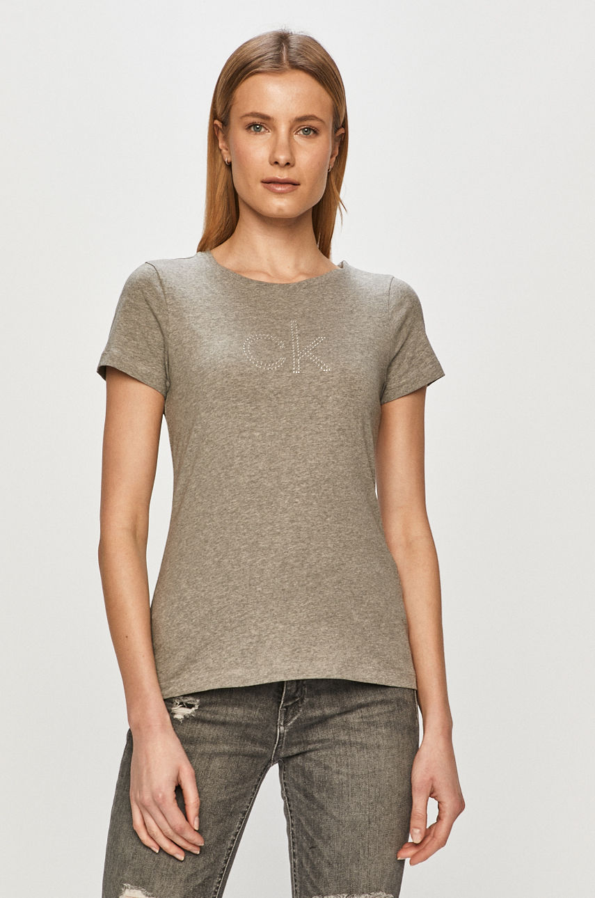 Calvin Klein - T-shirt jasny szary K20K202155