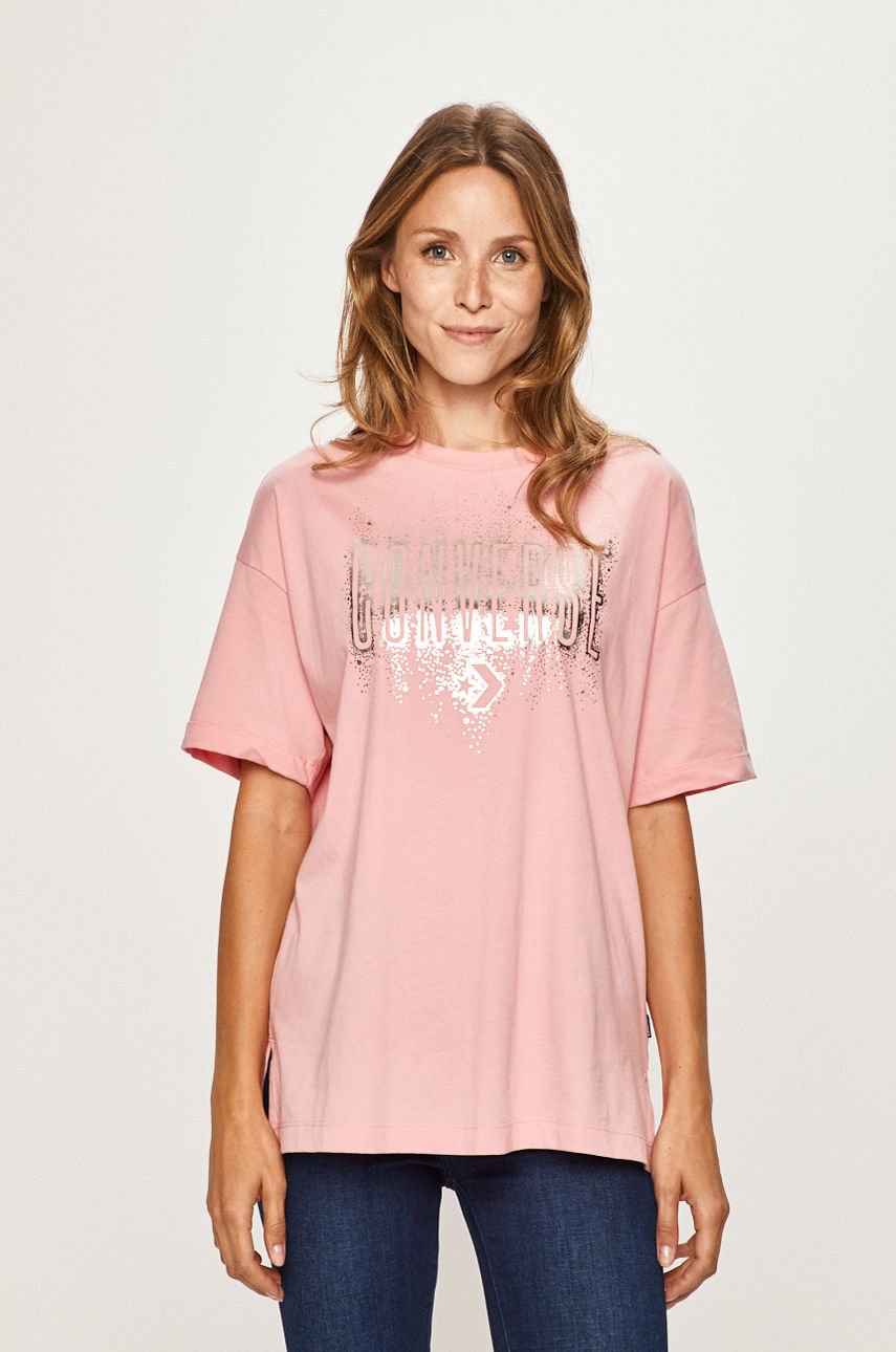 Converse - T-shirt różowy 10017757.A03