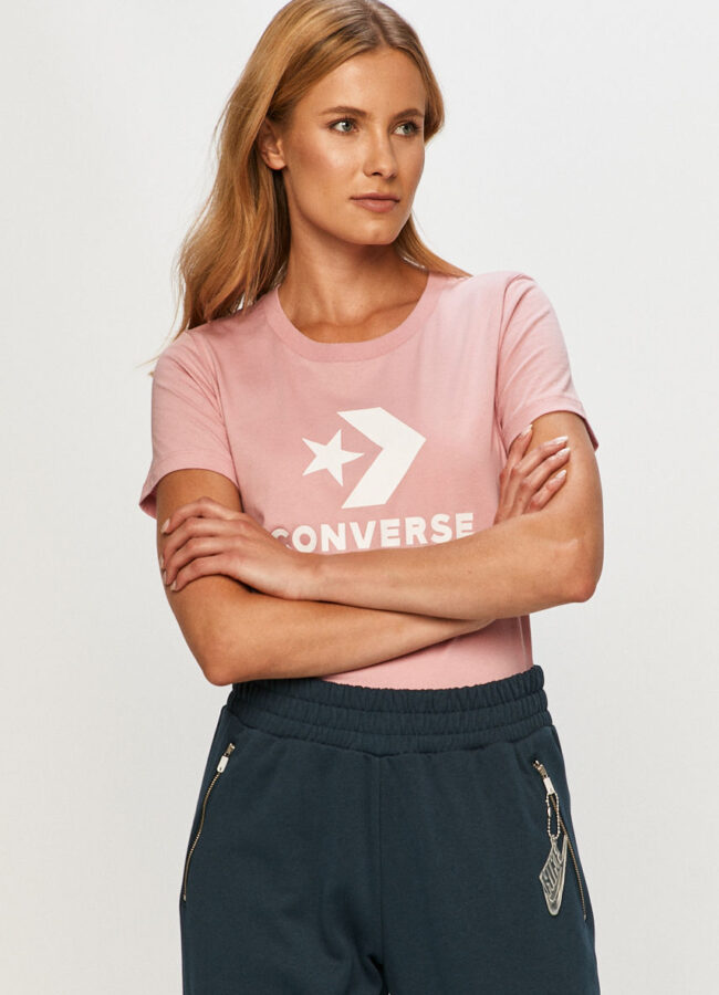 Converse - T-shirt różowy 10018569.A17