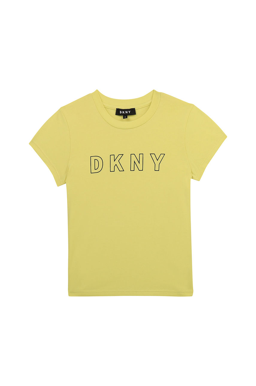 Dkny - T-shirt dziecięcy 114-150 cm jasny żółty D35R23.114.150