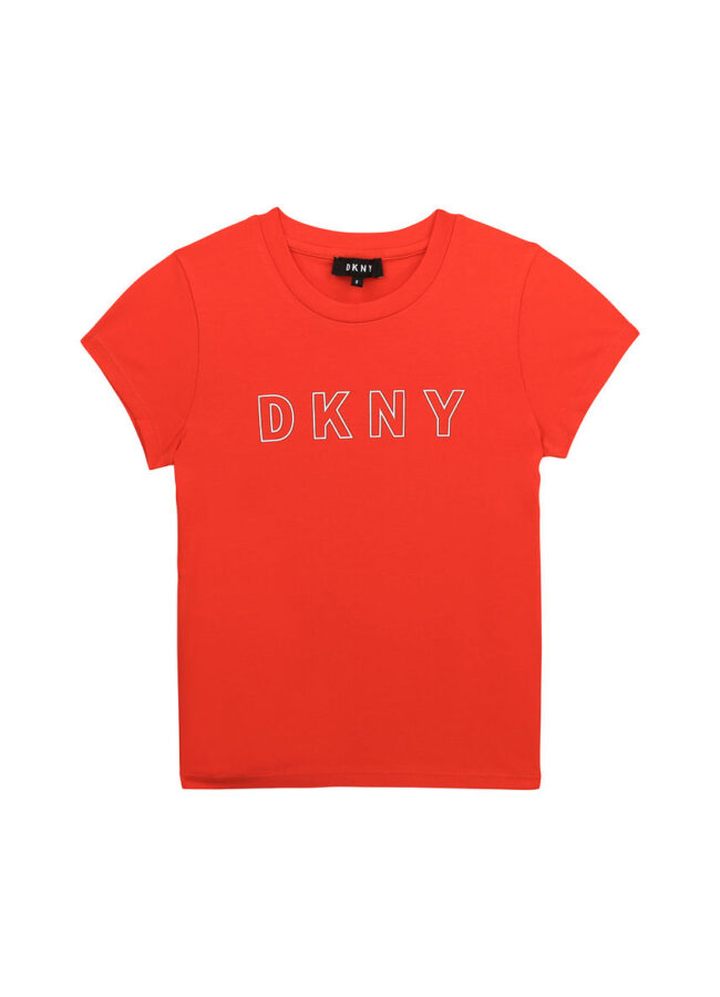 Dkny - T-shirt dziecięcy 156-162 cm koralowy D35R23.156.162