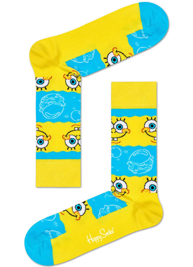 Happy Socks - Skarpetki Say Cheese Burger x Sponge Bob żółty BOB01.6700.M
