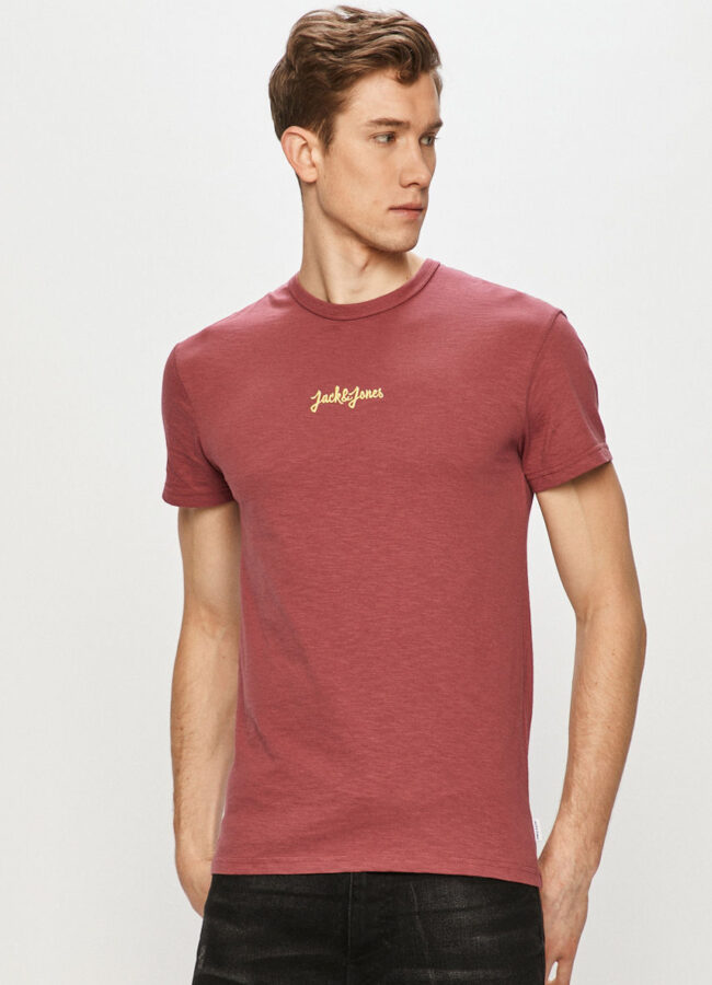 Jack & Jones - T-shirt fiołkowo różowy 12185790