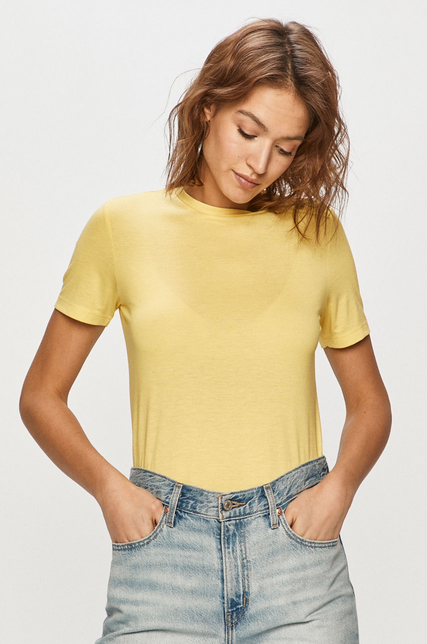 Jacqueline de Yong - T-shirt jasny żółty 15220589