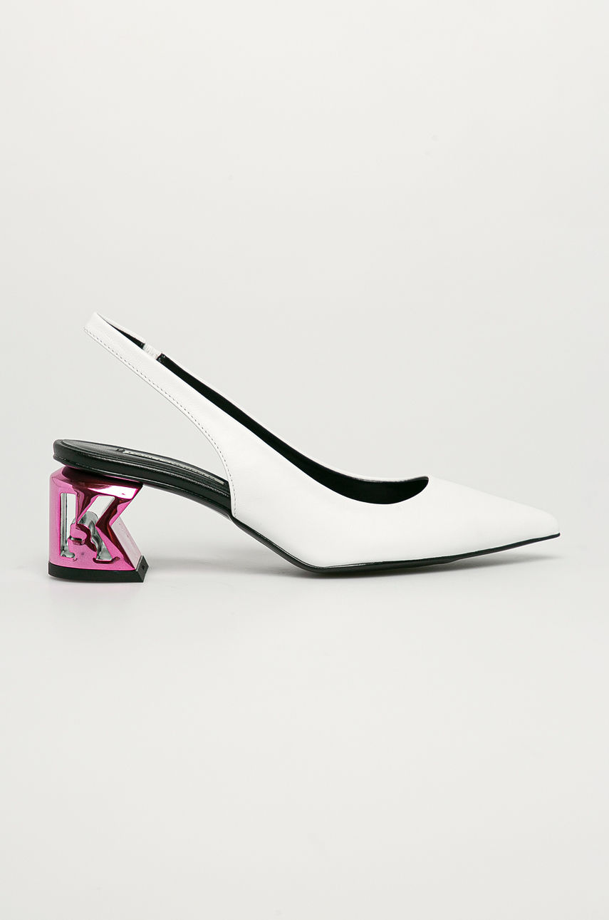 Karl Lagerfeld - Czółenka skórzane biały KL30615.011