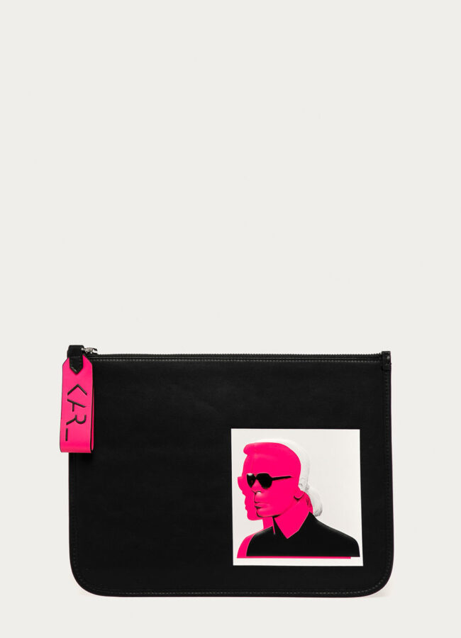 Karl Lagerfeld - Kopertówka skórzana czarny 205W3219
