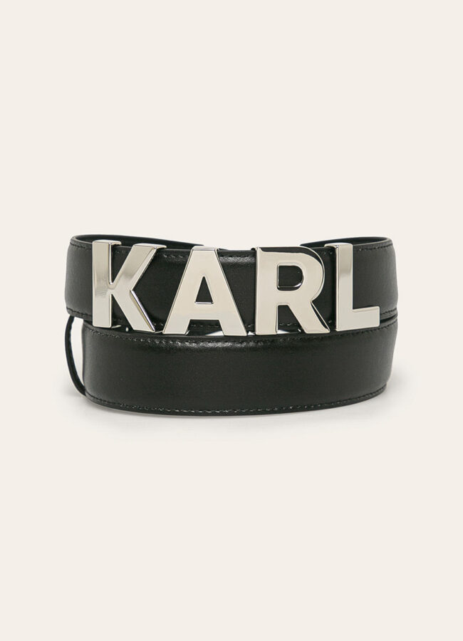Karl Lagerfeld - Pasek skórzany czarny 201W3195