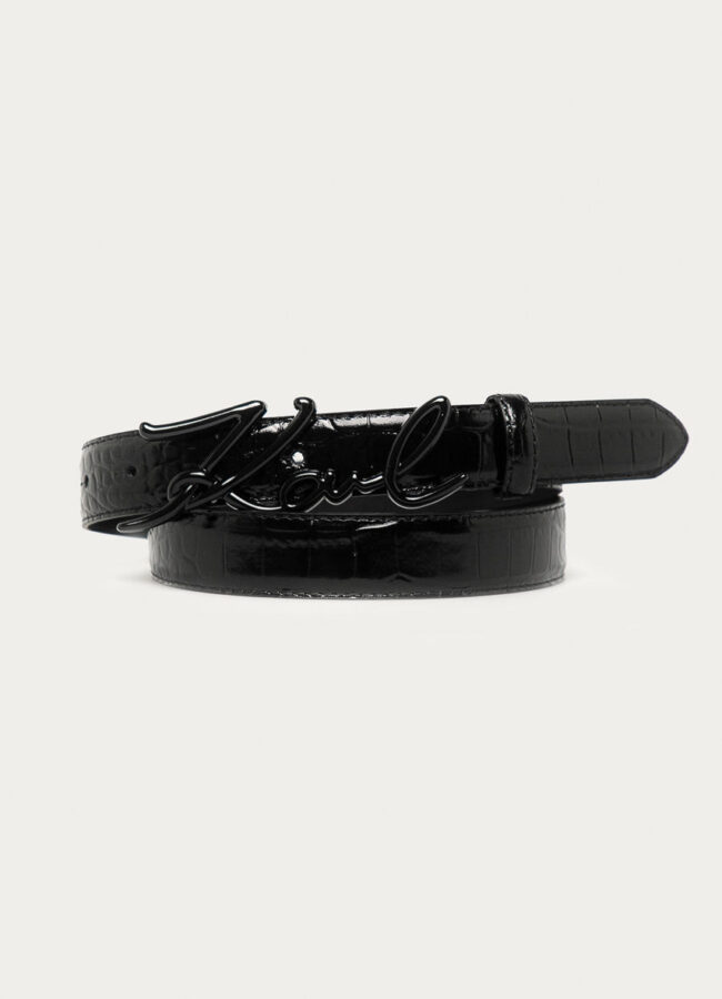 Karl Lagerfeld - Pasek skórzany czarny 206W3105