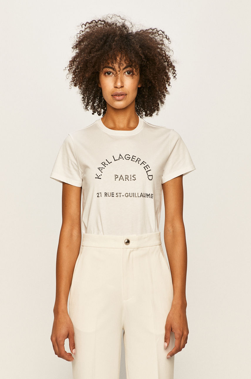Karl Lagerfeld - T-shirt biały 201W1720