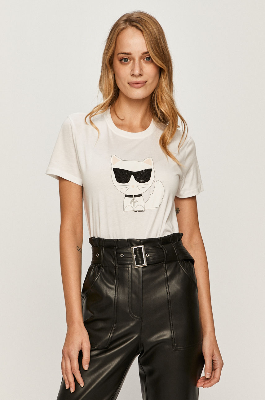 Karl Lagerfeld - T-shirt biały 205W1706