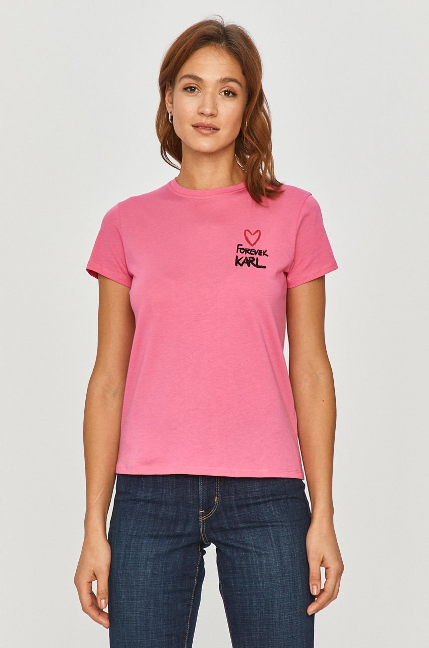 Karl Lagerfeld - T-shirt różowy 205W1702