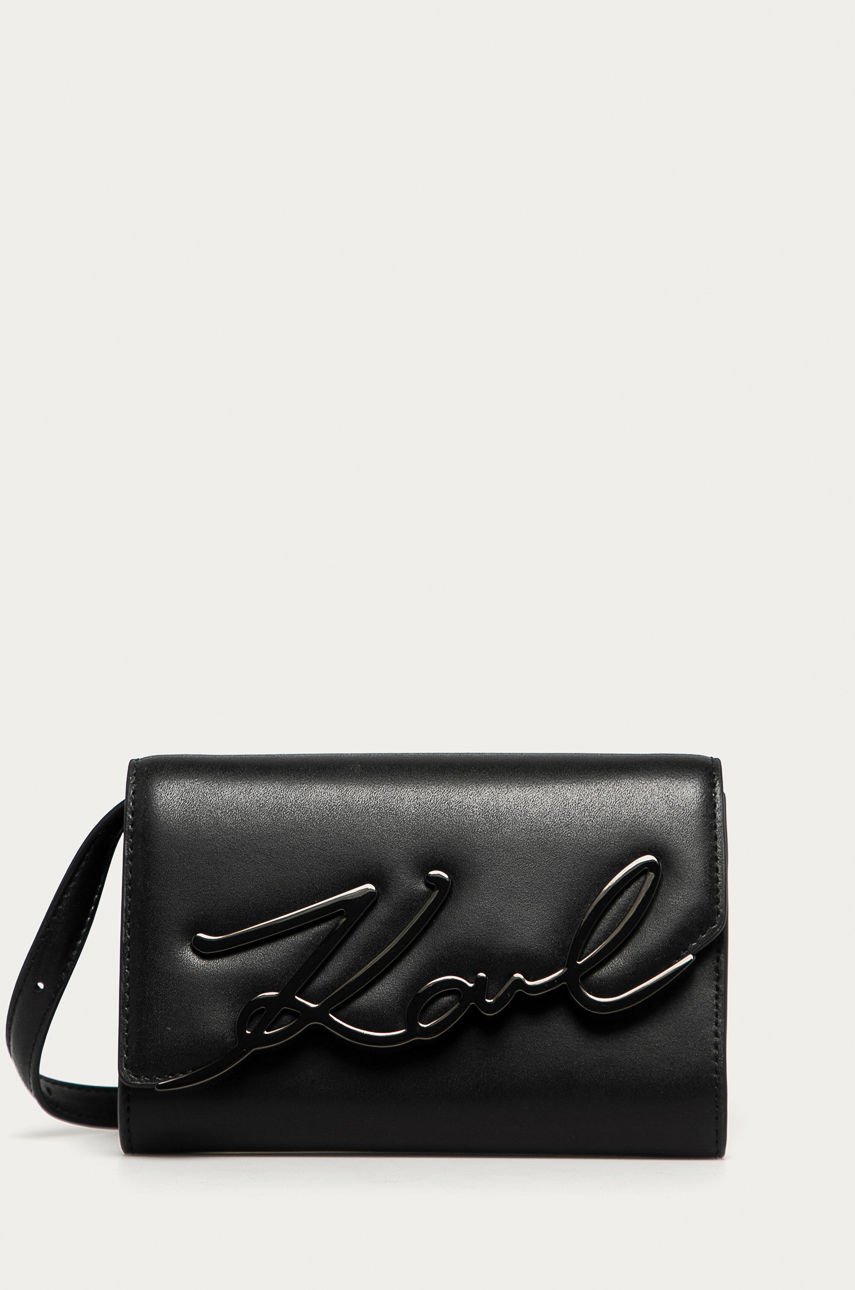 Karl Lagerfeld - Torebka skórzana czarny 205W3001