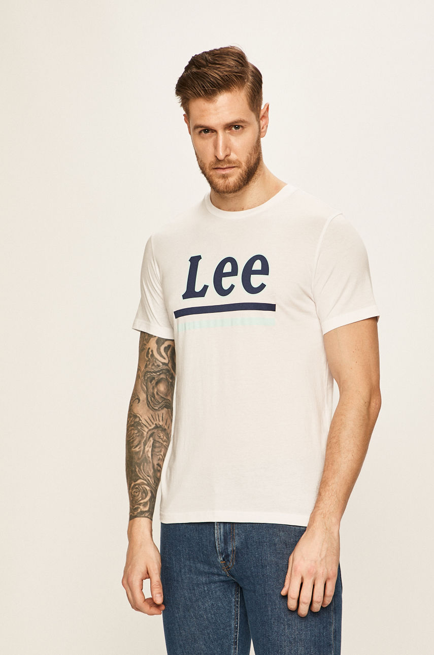 Lee - T-shirt biały L64VFQLJ