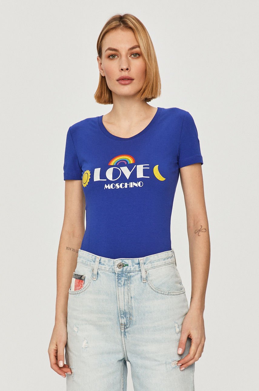 Love Moschino - T-shirt niebieski W.4.H19.07.E.1951