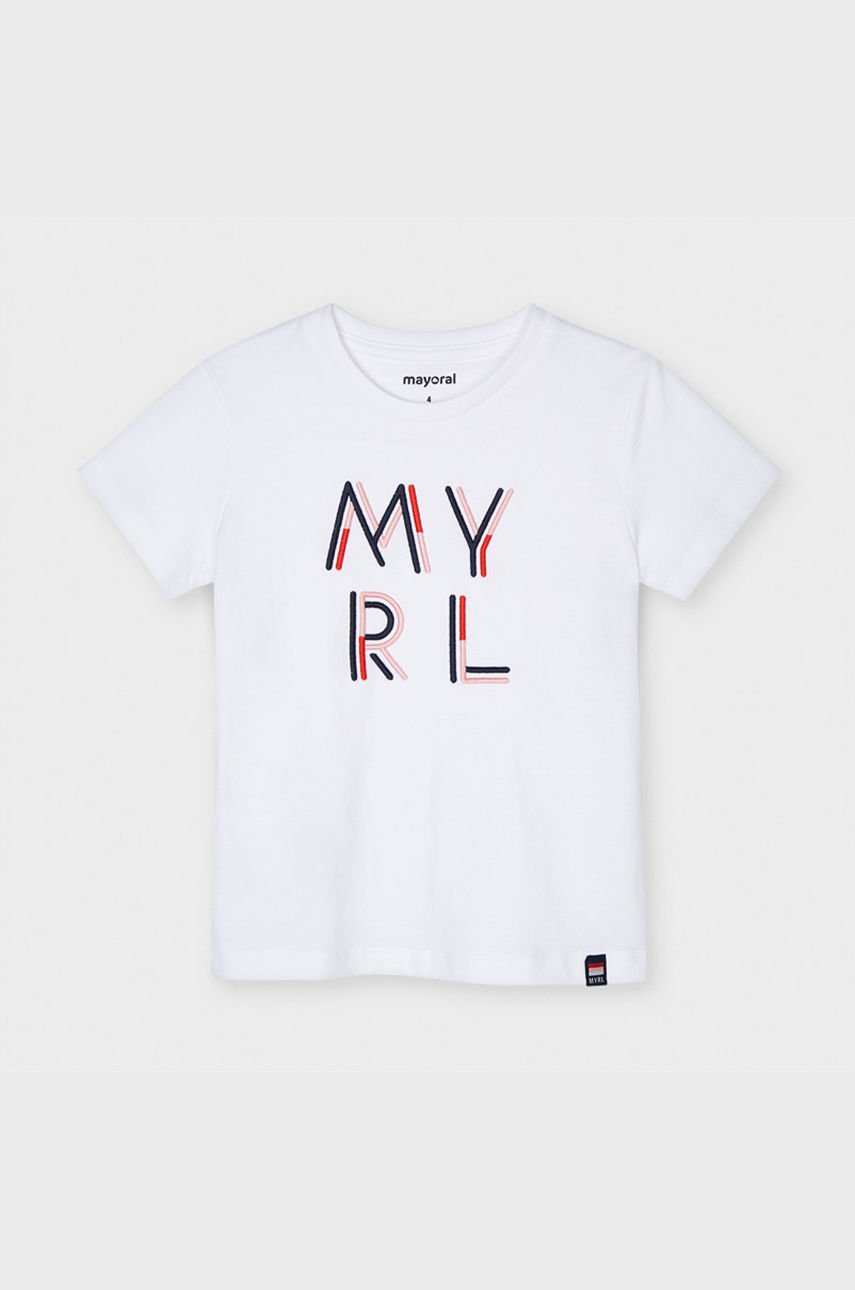 Mayoral - T-shirt dziecięcy biały 170.5D.MINI