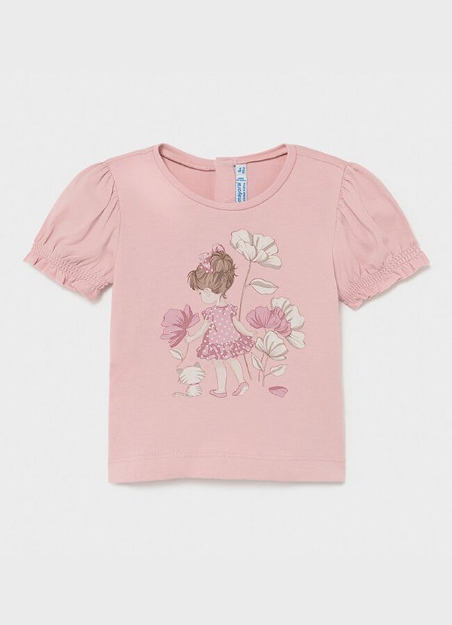 Mayoral - T-shirt dziecięcy pastelowy różowy 1077.4A.BABY