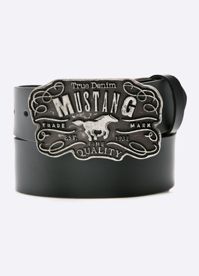 Mustang - Pasek skórzany czarny MG2017R01.0791
