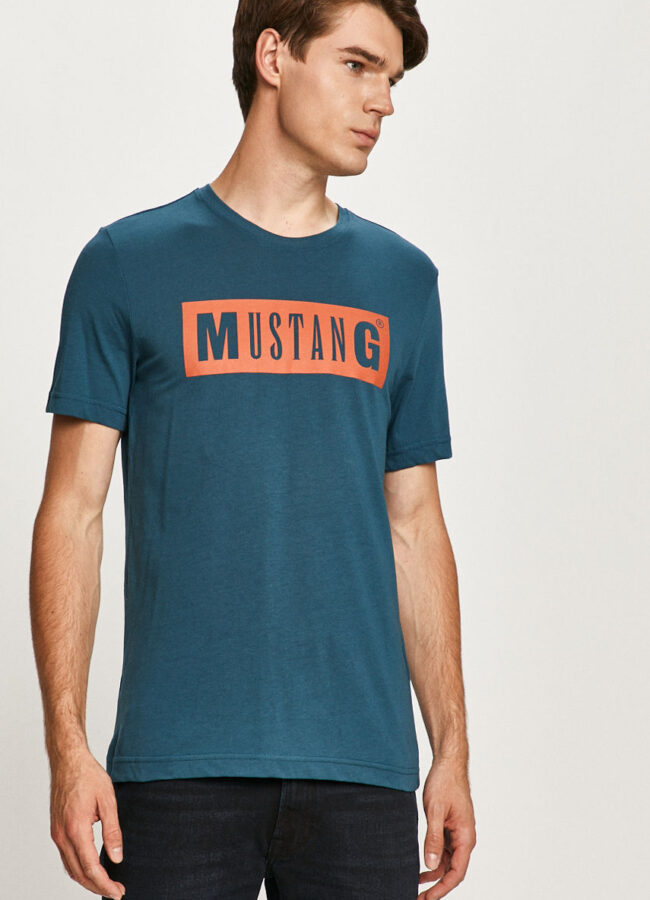 Mustang - T-shirt stalowy niebieski 1009738.5243