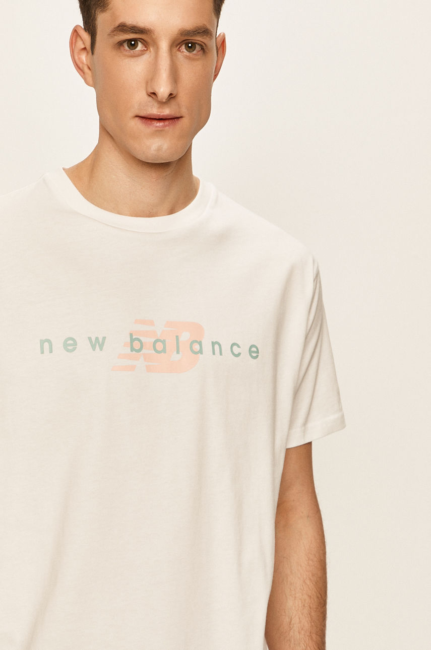 New Balance - T-shirt biały MT01516WT