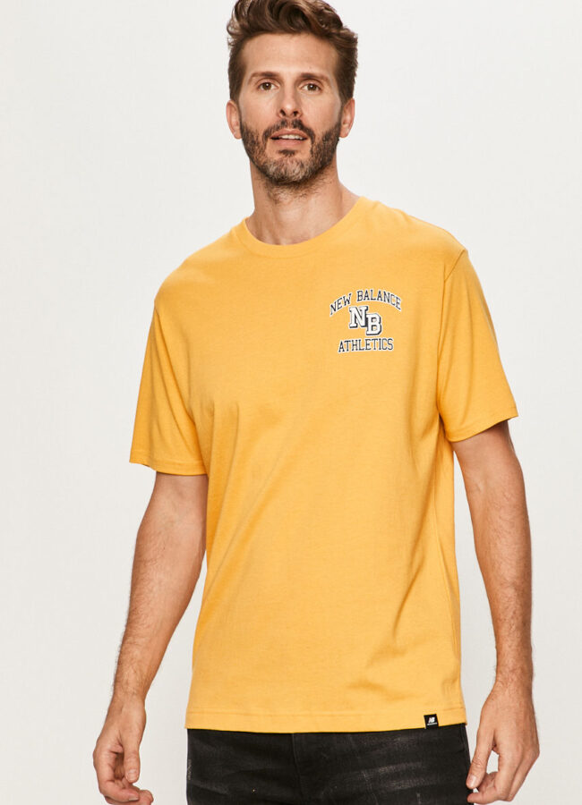 New Balance - T-shirt musztardowy MT03517ASE