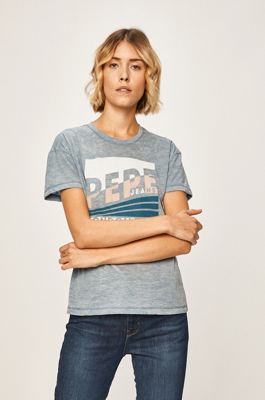 Pepe Jeans - T-shirt Cameo blady niebieski PL504338