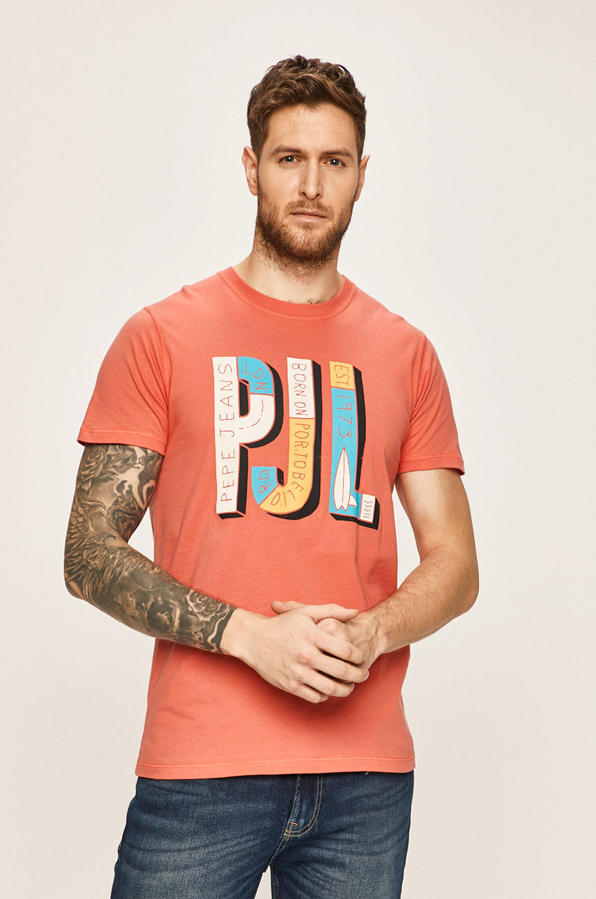 Pepe Jeans - T-shirt SAMPSON fiołkowo różowy PM507179