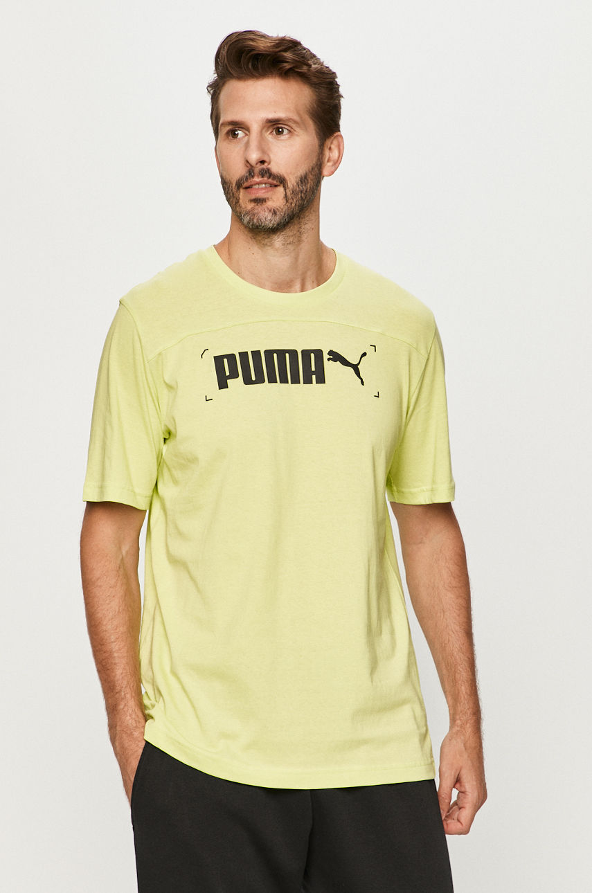 Puma - T-shirt żółto - zielony 583487