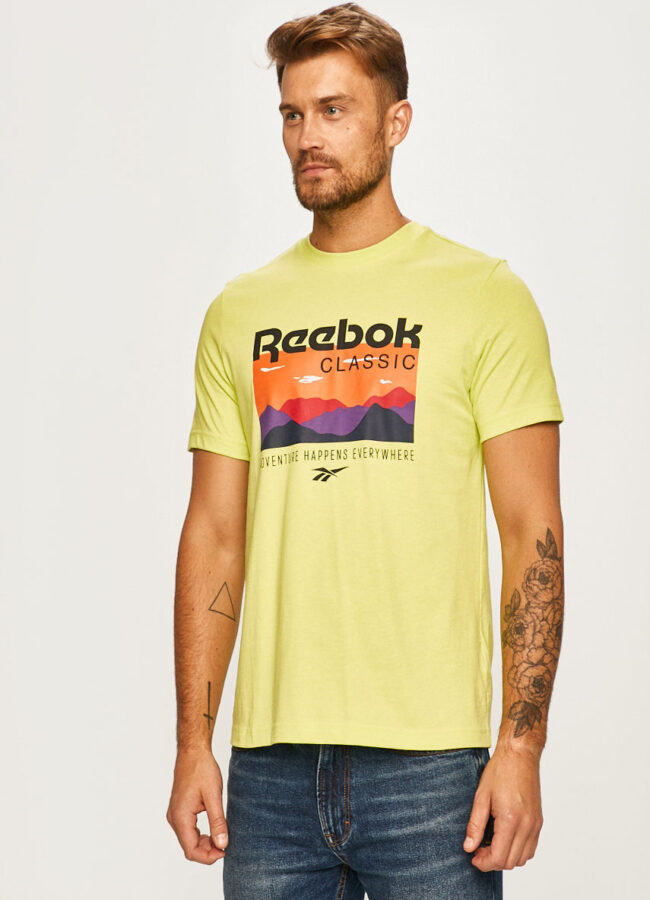 Reebok Classic - T-shirt żółto - zielony FN2327