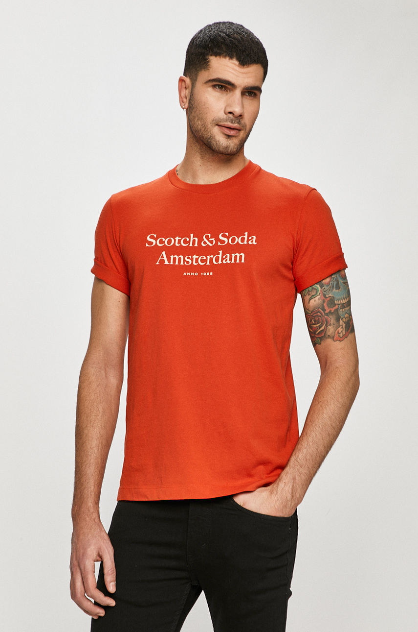 Scotch & Soda - T-shirt pomarańczowy 160860