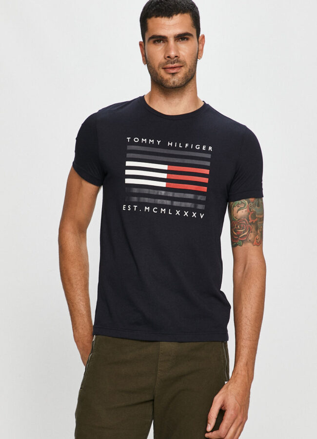 Tommy Hilfiger - T-shirt granatowy MW0MW15334