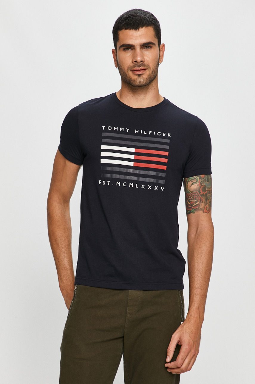 Tommy Hilfiger - T-shirt granatowy MW0MW15334