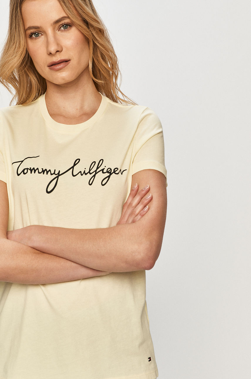 Tommy Hilfiger - T-shirt jasny żółty WW0WW28682.4891