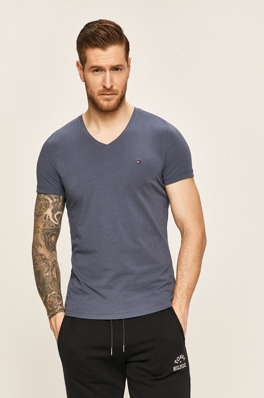 Tommy Hilfiger - T-shirt stalowy niebieski MW0MW13343