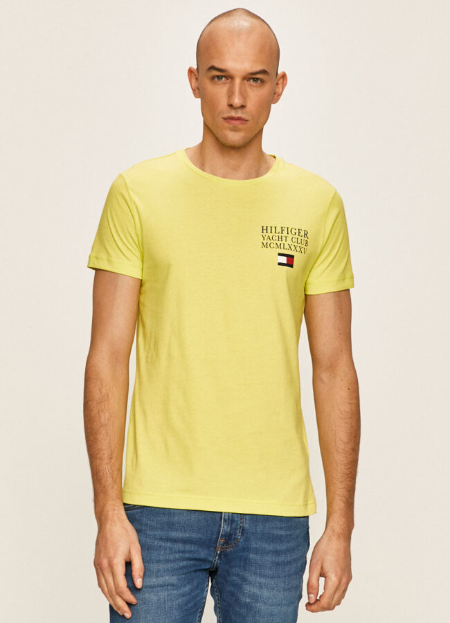 Tommy Hilfiger - T-shirt żółto - zielony MW0MW13347