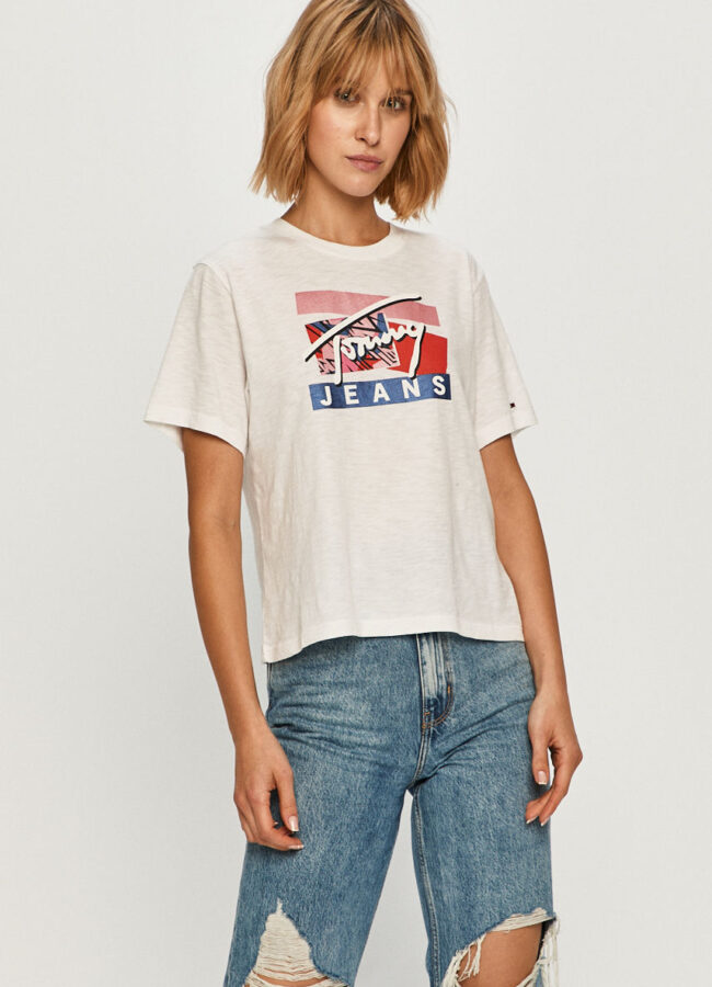 Tommy Jeans - T-shirt biały DW0DW09070