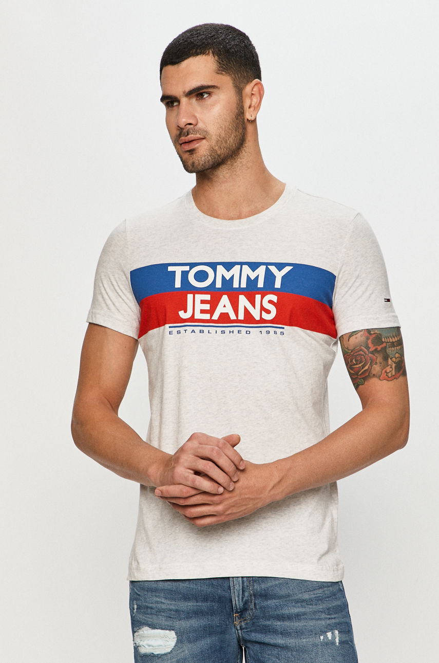 Tommy Jeans - T-shirt jasny szary DM0DM09483