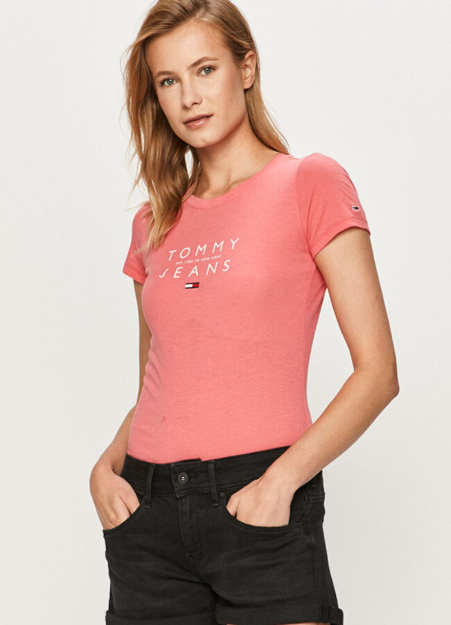 Tommy Jeans - T-shirt różowy DW0DW08470