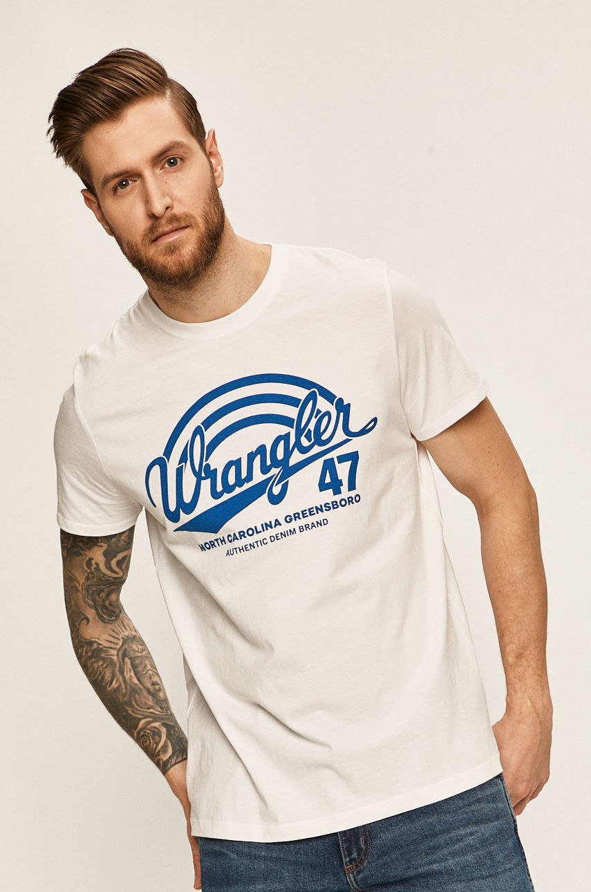 Wrangler - T-shirt biały W7F6FK989