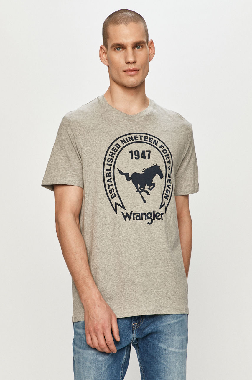 Wrangler - T-shirt szary W7AGD3X37