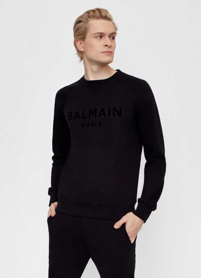 BALMAIN - Czarna bluza z logo VH1JQ005B042