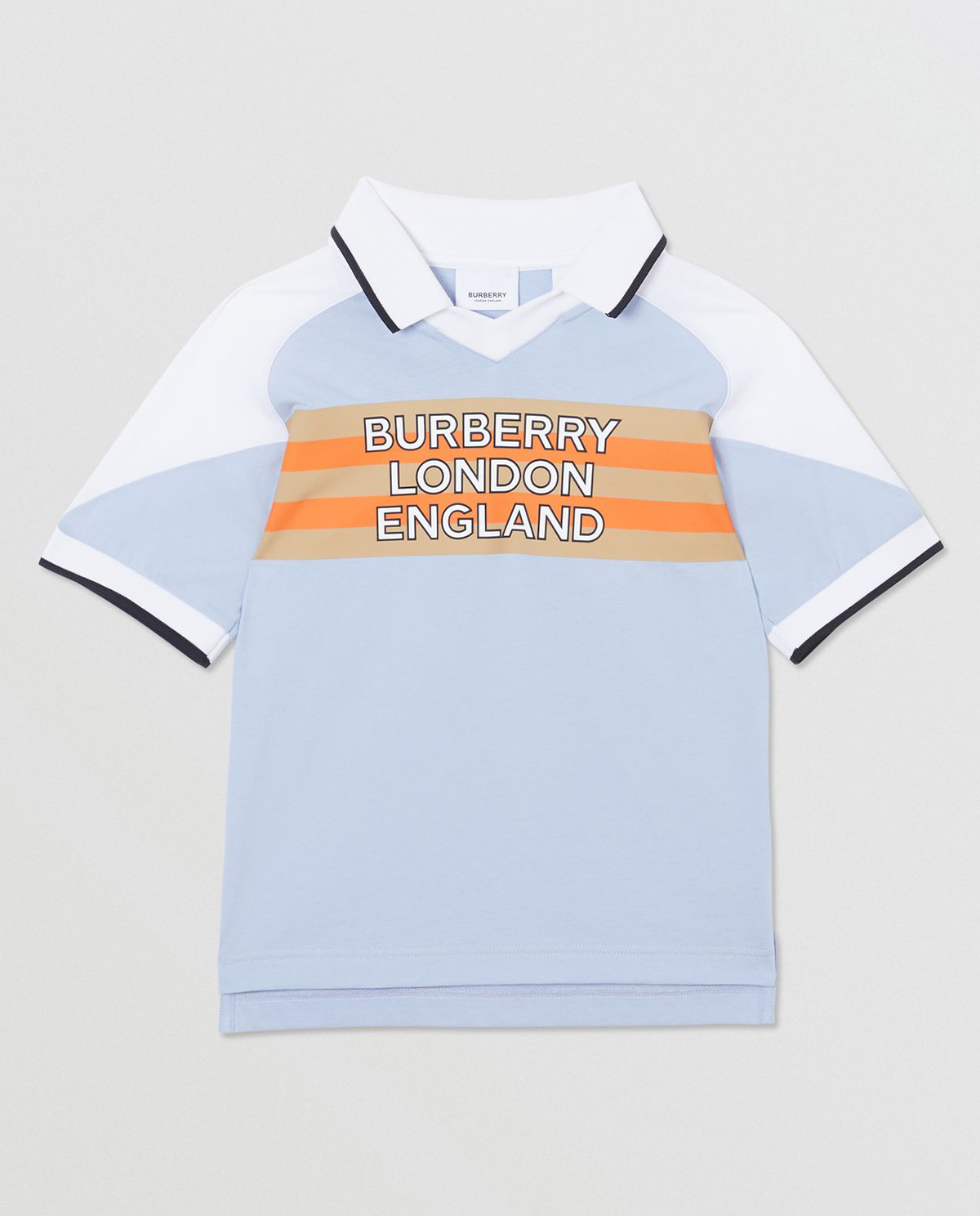 BURBERRY CHILDREN - Niebieska koszulka polo z logo 3-14 lat 8025301