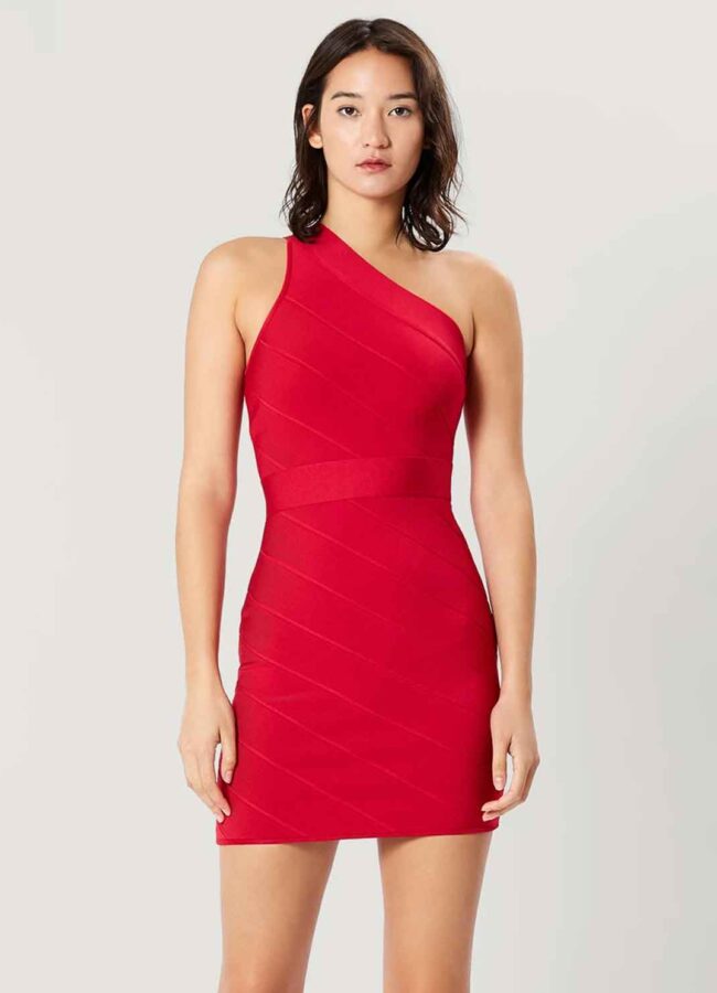 HERVE LEGER - Czerwona sukienka mini 46ICO8332789-610