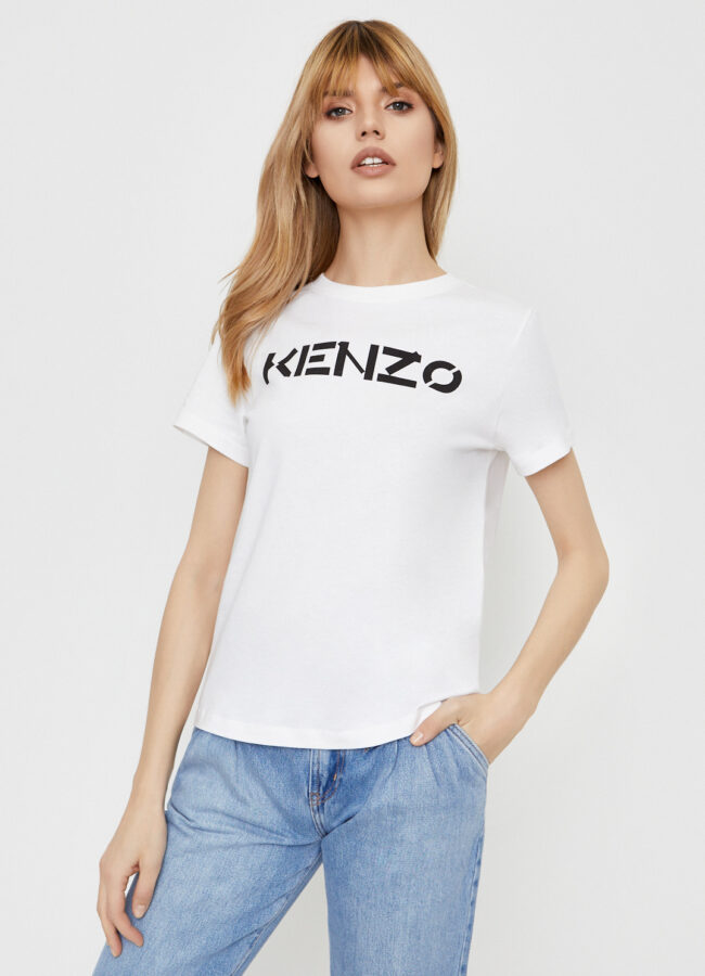 KENZO - Biała koszulka z logo PFA62TS8414SJ