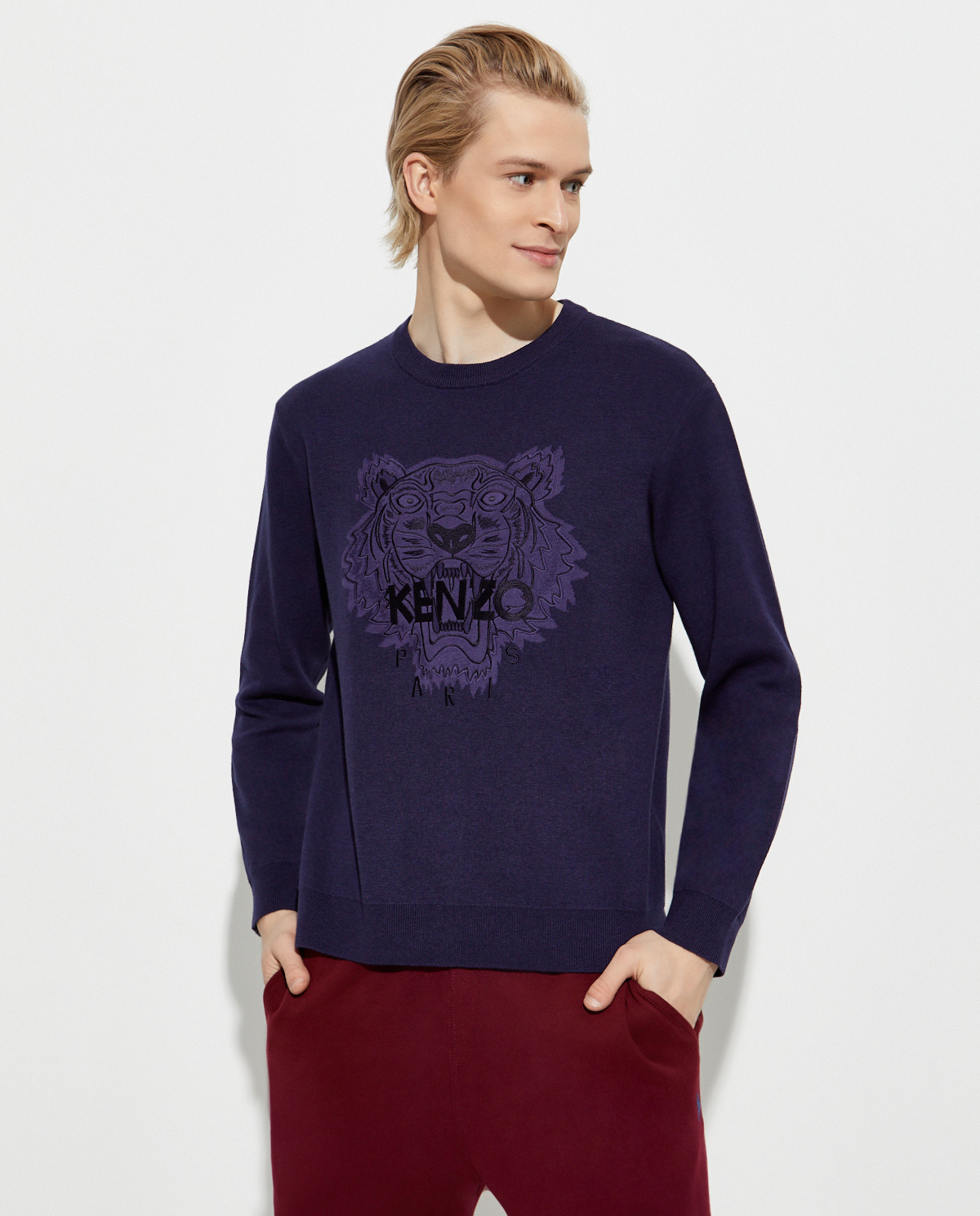 KENZO - Fioletowy sweter z tyrgysem PFB55PU5843XA