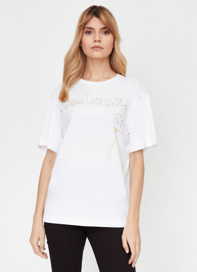 MOSCHINO - Biały t-shirt z logo A120161402001